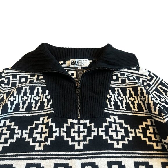 Beach Riot Monterey Jacquard Quarter Zip Sweater Sweatshirt Tribal Print Small - Picture 2 of 9